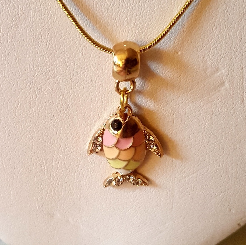 Gold-plated fish charm necklace